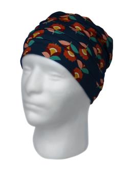 En turban af krlighed - Marine m/retro blomst